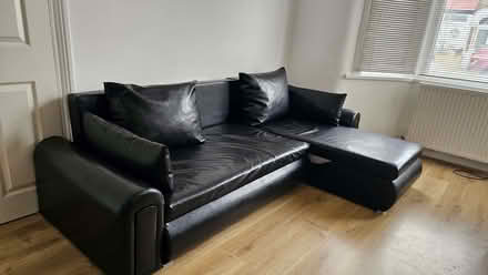 Photo of free Black L shape extendable sofa bed with storage (Upton Park E13) #1
