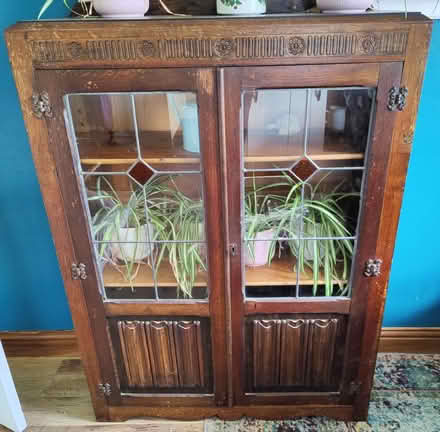 Photo of free Wood and glass cabinet with broken glass panel (Scotforth LA1) #1