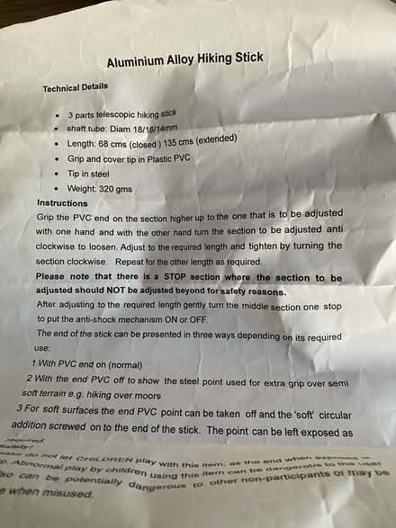 Photo of free BRAND NEW Aluminium Alloy Hiking Stick (Stockland Green B23) #2