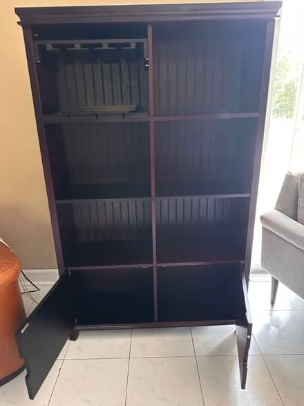 Photo of free Dark Wood Bookcase / Bar Cabinet (Toms River) #2
