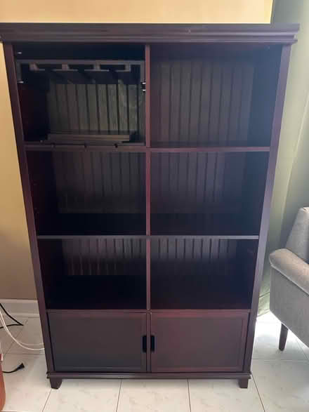 Photo of free Dark Wood Bookcase / Bar Cabinet (Toms River) #1