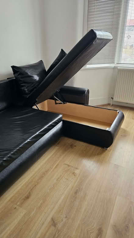 Photo of free Black L shape extendable sofa bed with storage (Upton Park E13) #2