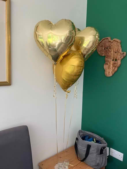 Photo of free Three gold heart-shaped helium balloons (Starbeck HG1) #1