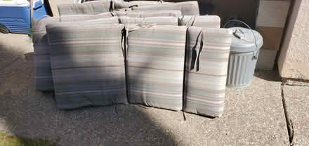 Photo of free 5 patio chair cushions (Fremont, near downtown BART) #1