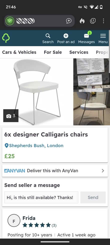 Photo of free Caligaris original chairs (Shepherds bush) #1