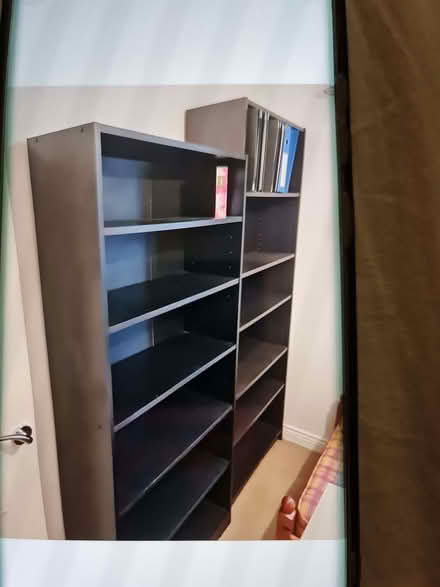 Photo of free 2x tall black Ash book shelves (Reddish SK5) #2