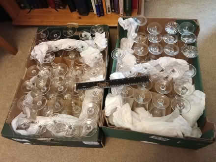 Photo of free Crystal or pressed glass wineglasses x 60 (Gerrards Cross SL9) #1