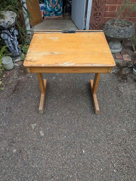 Photo of free Small old wooden school desk (Wheathampstead AL4) #1