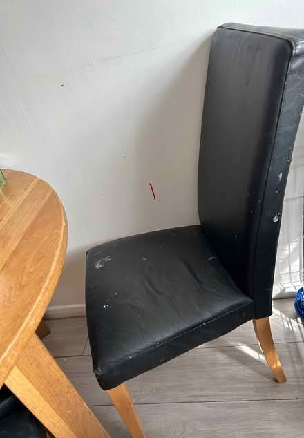 Photo of free 4 black leather chairs (Bedford area) #2