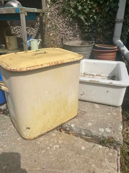 Photo of free Ceramic sink and enamel bin (Bayston Hill) #1