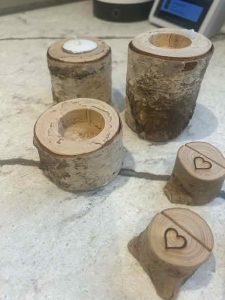 Photo of free Wood/bark tea light holders& decor (Shepperton, TW17) #2