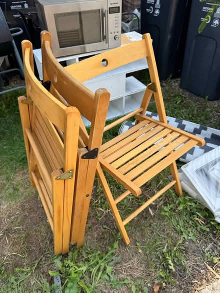 Photo of free 3 foldaway wooden chairs (Norbury SW16) #1