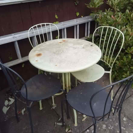 Photo of free 4 garden chairs and table (Whitelea NE23) #1