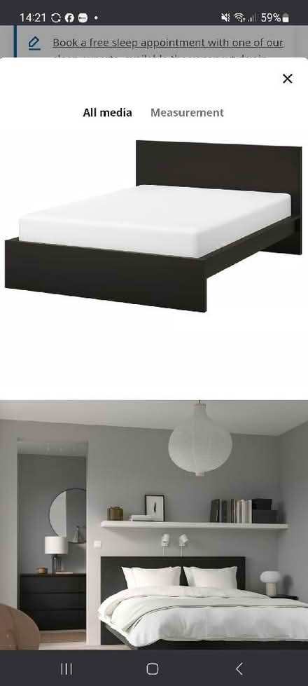 Photo of free Double bed frame & slats (Ikea Malm) (Chiswick W4) #1