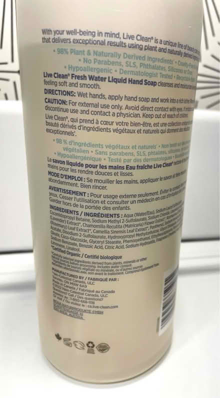 Photo of free Live Clean liquid hand soap (Dow’s Lake) #2