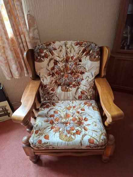 Photo of free Wooden frame sofa and two chairs (Plymouth PL5 3EA) #2