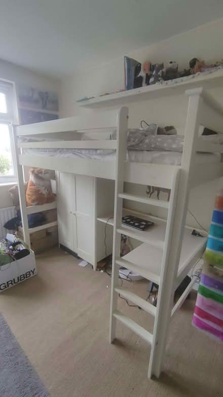 Photo of free Single bed high sleeper in white wood (Chislehurst BR7) #1