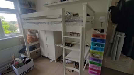 Photo of free Single bed high sleeper in white wood (Chislehurst BR7) #3