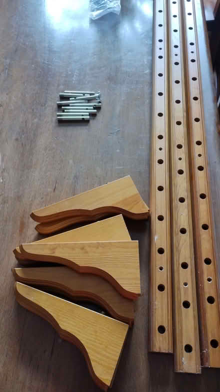 Photo of free wall mounted wood shelving system components (Amersham Common HP7) #1