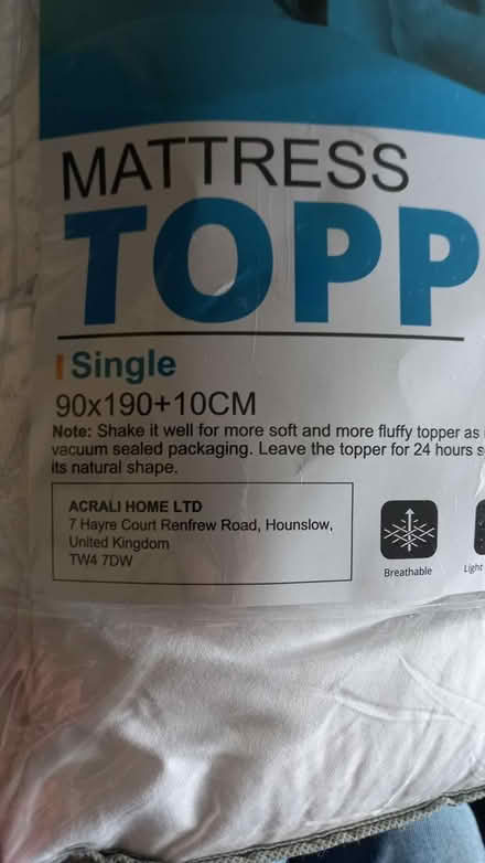 Photo of free Protector, Topper & Fitted sheet (Caterham CR3) #2