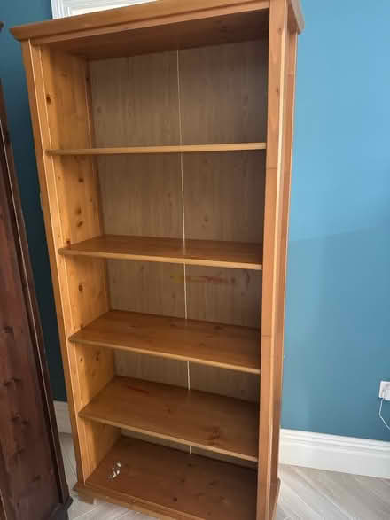 Photo of free Pine coloured wood bookcase (KT7 - Thames Ditton) #1