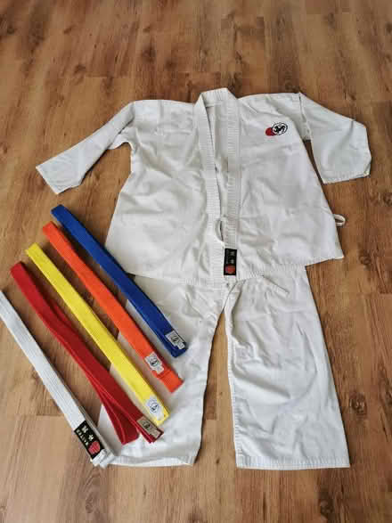 Photo of free Martial arts outfit and belts. Small adult size. (Leighton Buzzard LU7) #1