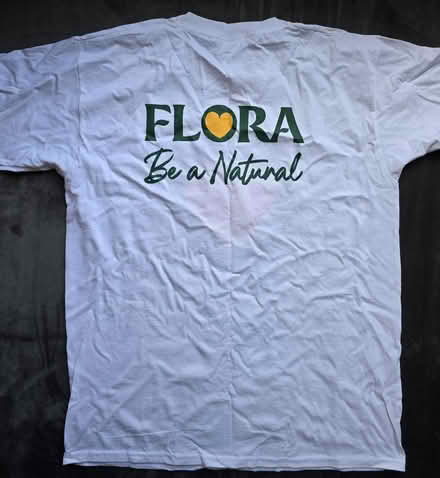 Photo of free New White t-shirt Flora Logo size M (Derby Road DE56) #2