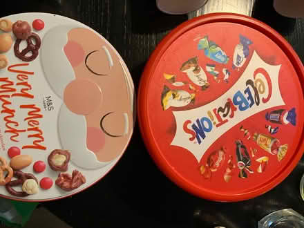 Photo of free Plastic sweet tub and Christmas tin. (Edgbaston B5) #1