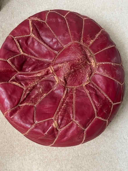 Photo of free Red leather pouffe/foot rest (Strawberry Hill TW1) #2