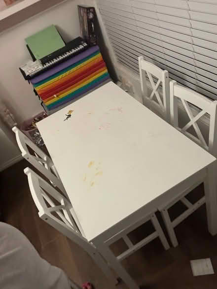 Photo of free White Table + 4 Chairs (HA2 Rayners Lane) #1