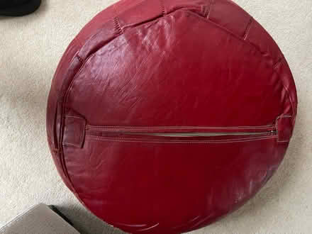 Photo of free Red leather pouffe/foot rest (Strawberry Hill TW1) #3