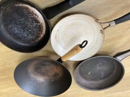Photo of free Old frying pans and a wok (New Marston OX3) #1