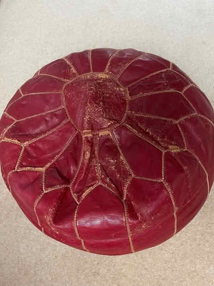 Photo of free Red leather pouffe/foot rest (Strawberry Hill TW1) #1