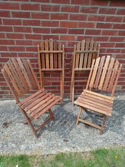 Photo of free Four wooden garden chairs (RG10 Twyford) #1