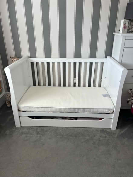 Photo of free Wooden cot/cotbed with mattress (West malling) #1