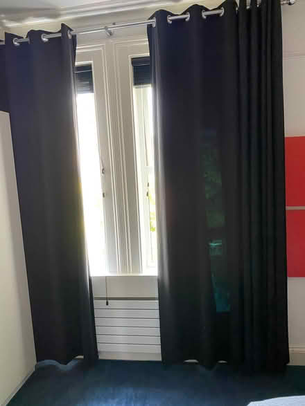 Photo of free Black Eyelet Curtains and Pole (Lansdown) #1