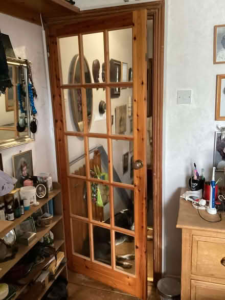 Photo of free 2 x hard wood internal glass panelled doors (Kingston Gate KT2) #2