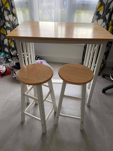 Photo of free High Kitchen Dining Breakfast Bar Table & 2 Stools Set (Epping CM16) #1