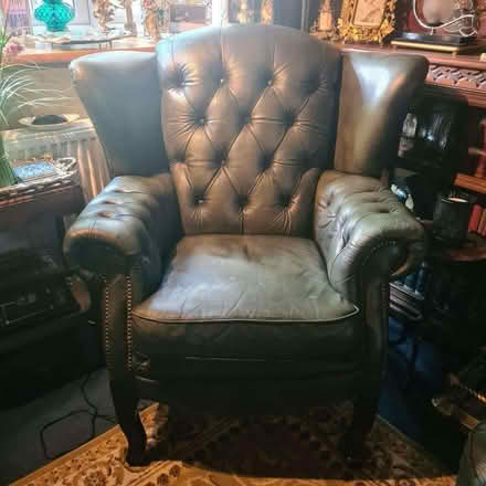 Photo of free Pair of wing back armchairs-leather look (Sapperton GL7) #1