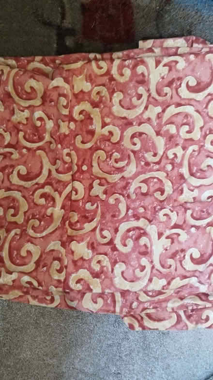 Photo of free Terracotta/gold patterned curtains (large size) (Heacham PE31) #1