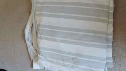 Photo of free White/grey striped cotton curtains (Heacham PE31) #1