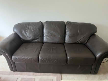 Photo of free 3 Seater Brown leather Sofa (Penrith CA11) #1