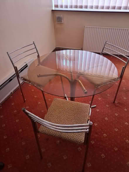 Photo of free Glass Round Table & 3 Chairs (Skegby NG17) #1