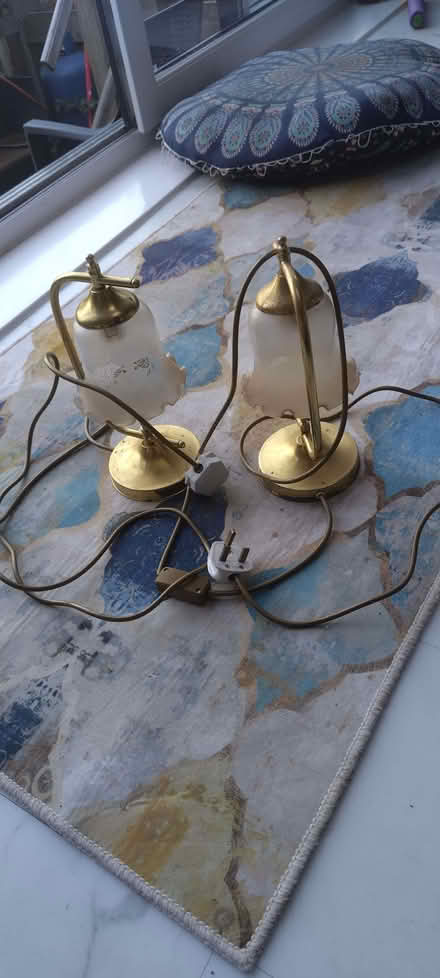 Photo of free 2 vintage side lamps (Forest Green GL6) #2