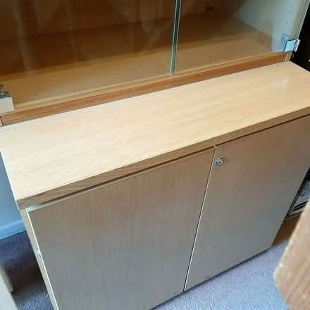 Photo of free Glass-Fronted Bookcase Display Cabinet with Cupboard Base (Calthorpe OX16) #2