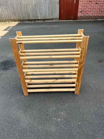Photo of free Wooden freestanding shelf unit (Harlow Fields DE22) #2