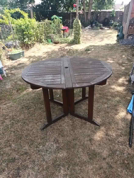 Photo of free Heavy wooden garden table chairs (Hemel Hempstead, HP1) #2
