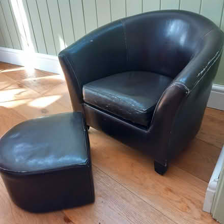 Photo of free Children's leather-look chair & footstool (Woodford E18) #1