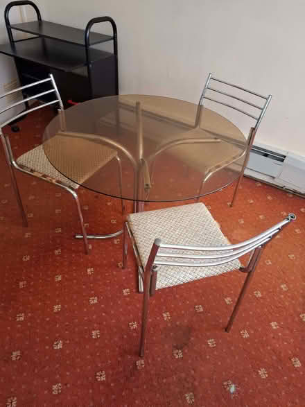 Photo of free Glass Round Table & 3 Chairs (Skegby NG17) #2