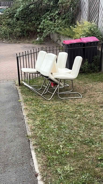 Photo of free 6 White Leather Dining Chairs (Rotherham S62) #3